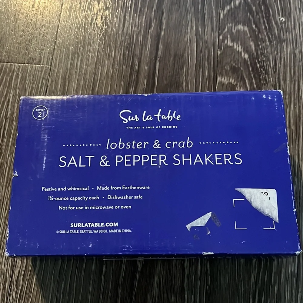 Sur la Table Crab & Lobster Salt & Pepper Shakers -NIP